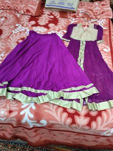 PURPLE 🟣 FRONT CUT LEHENGA + LONG KURTI