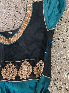 Teal N Black Anarkali Kurta