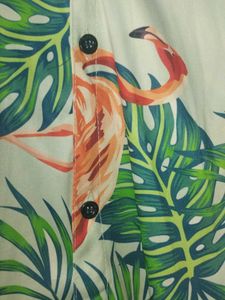 Tropical Flamingo Print Button-Down Shirt