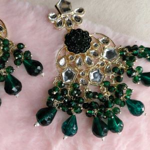 Green Kundan Earrings