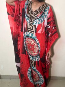 Red Printed Kaftan Dress