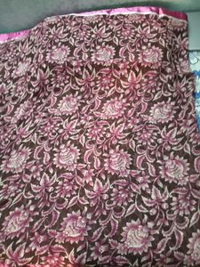 Used SyntheticChiffon MagentaColor LaceBorder Sare