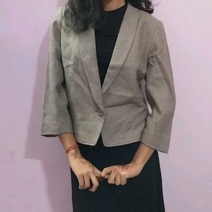 Elegant Grey Cropped Blazer
