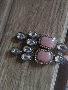 Pink Kundan Necklace &amp; Earring Set