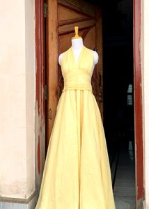 Yellow Halter Neck Hollywood Gown