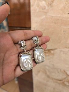 Silver Pearl Shaped Earrings