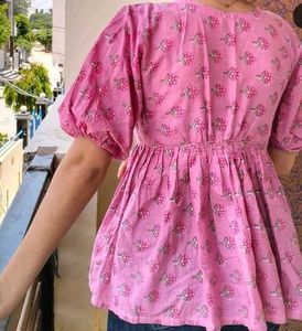 Pink Floral Peplum Top