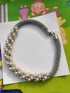 Pearl &amp; Silver Beaded Necklace
