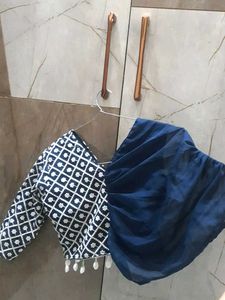 Navy Blue Embroidered Blouse