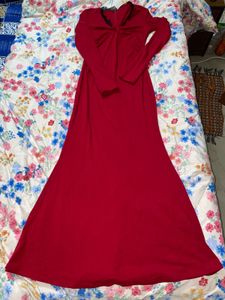 Red Lace Trim Long Sleeve Top