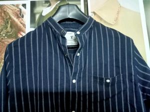 Striped Shirt With Chinese Koller