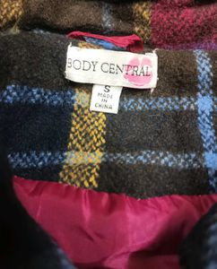 Plaid Fur Trim Coat