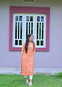 Elegant Peach Embroidered Kurta