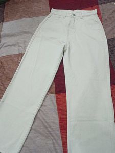 Off White Cotton Jeans