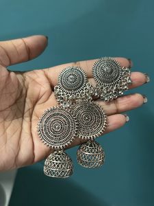 Pack of Two Oxidised Stud Earrings