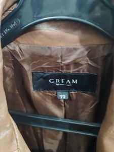 Cream Leather Biker Jacket