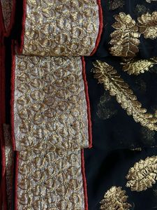 Elegant Black &amp; Gold Embroidered Saree