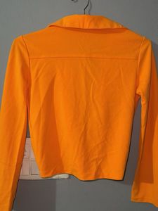 Zara Orange Surplice Crop Top