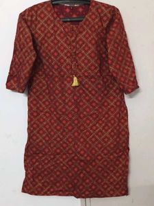 Ethnic Red Printed Kurta