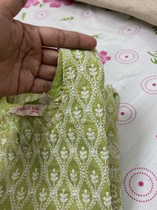 Green Embroidered Kurta