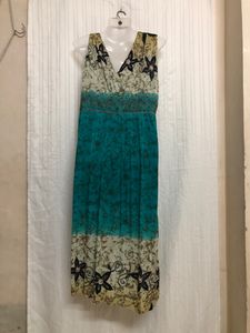 Blue Printed Maxi Dress