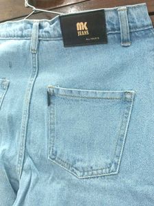 Flap Denim Cargo Blue Jeans For Women