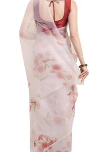 Off White Organza Floral Saree from Amazon.