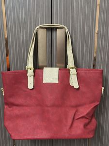 Red Tote Bag with Woven Straps