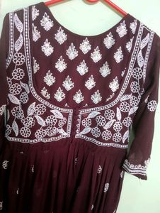 Maroon Chikankari Heavy Gown