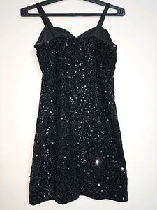 Ladies Black Glitter Party  One Piece Dress