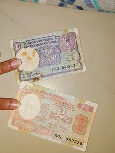 1 And 2 Rs. Note From India
