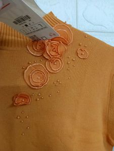 Zara Orange Knit Top