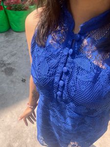 Cobalt Blue Lace Mini Dress