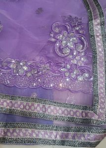 New Net Purple 💜💜 Embroidery Saree