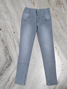 High Waist Skinny Grey Jeans