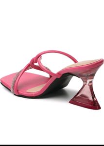 Pink Square Toe Heel Mules