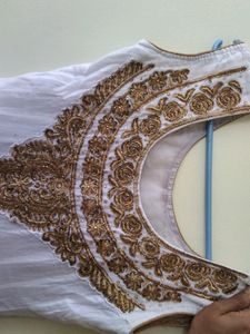 Pure White Anarkali Top