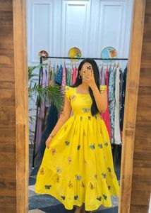 Butterfly Yellow Dress AllSize Available XxsTo 4XL