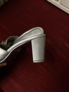 Silver Metro Heels with Bow Detail