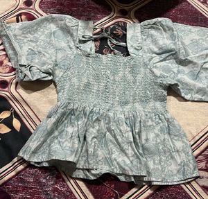 Patterned Smocked Top