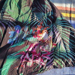 Tropical Print Off-Shoulder Romper