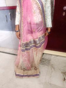 Pink Floral Saree with Embellished Border