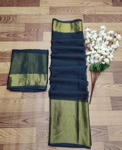 Black/Gold Colour Net Saree