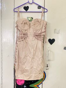 Blush Lace-Up Corset Mini Dress