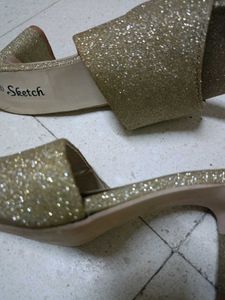 Golden Heeled Mules Used Twice only