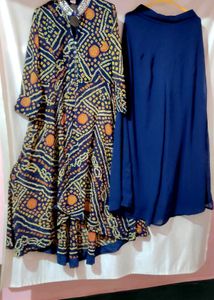 Eid Sale ❤Navy Blue High Low Kurta Plazzo