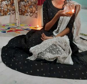 Elegant Black Kurta/gown Set