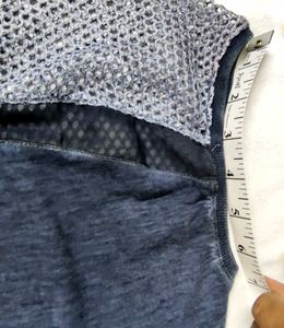 Dyed T-Shirt with Net Detail
