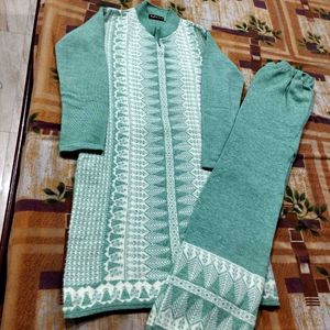 Woolen Mint Green Knit 3-Piece Set