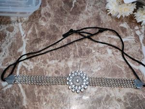 Silver Tone Statement Choker with earrings